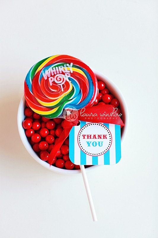 Circus Party for Boys Printable Lollipop Invitation Design by The TomKat Studio