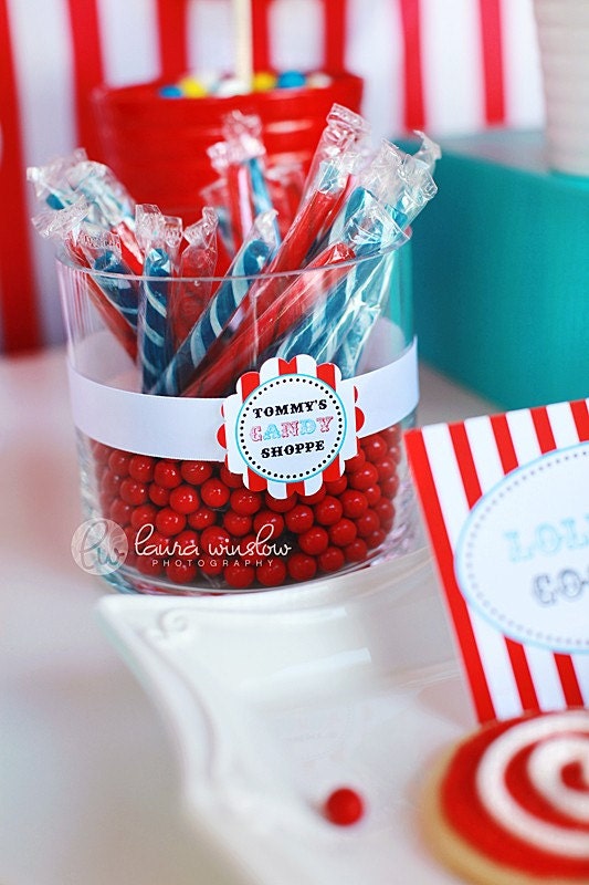 Circus Party for Boys Printable Cupcake Topper Labels by The TomKat Studio