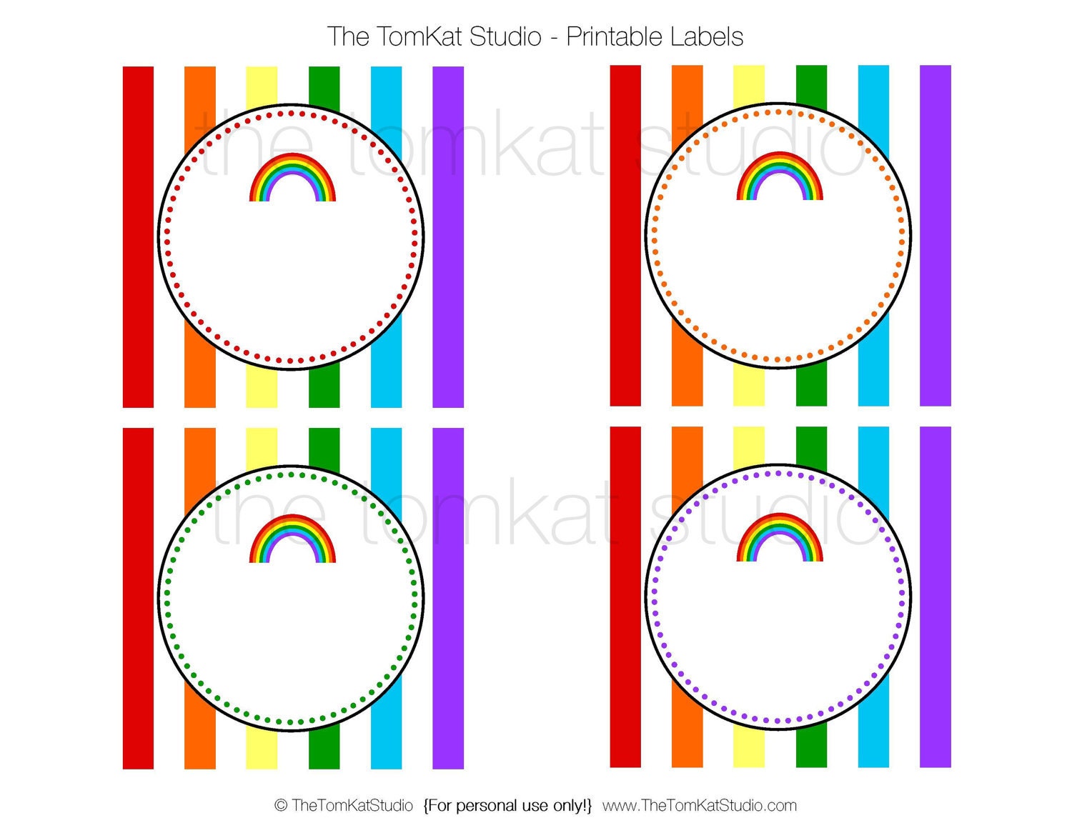 Rainbow Party Printable Food and Dessert Labels - The TomKat Studio