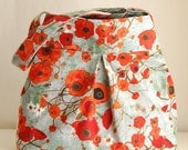 Bunch of Poppies Fabric Pleated Hobo Handbag / Purse - READY TO SHIP