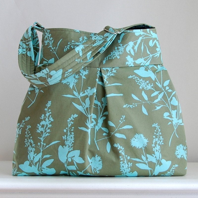 Sage Wildflowers Pleated Hobo 42 - READY TO SHIP