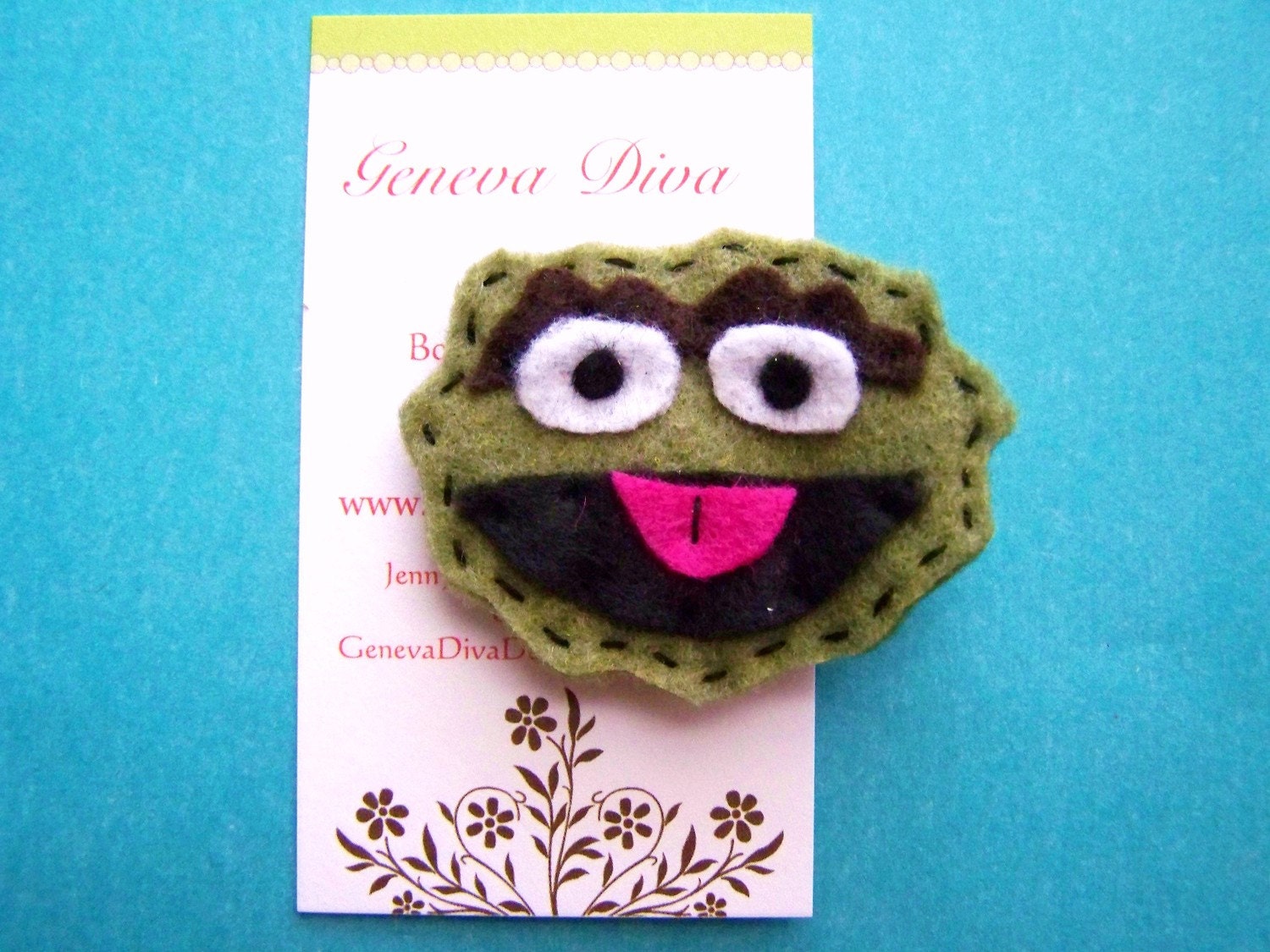 Oscar The Grouch Handmade Felt Hairclip