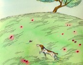 Original 5x7 Painting -- The butterfly pointer