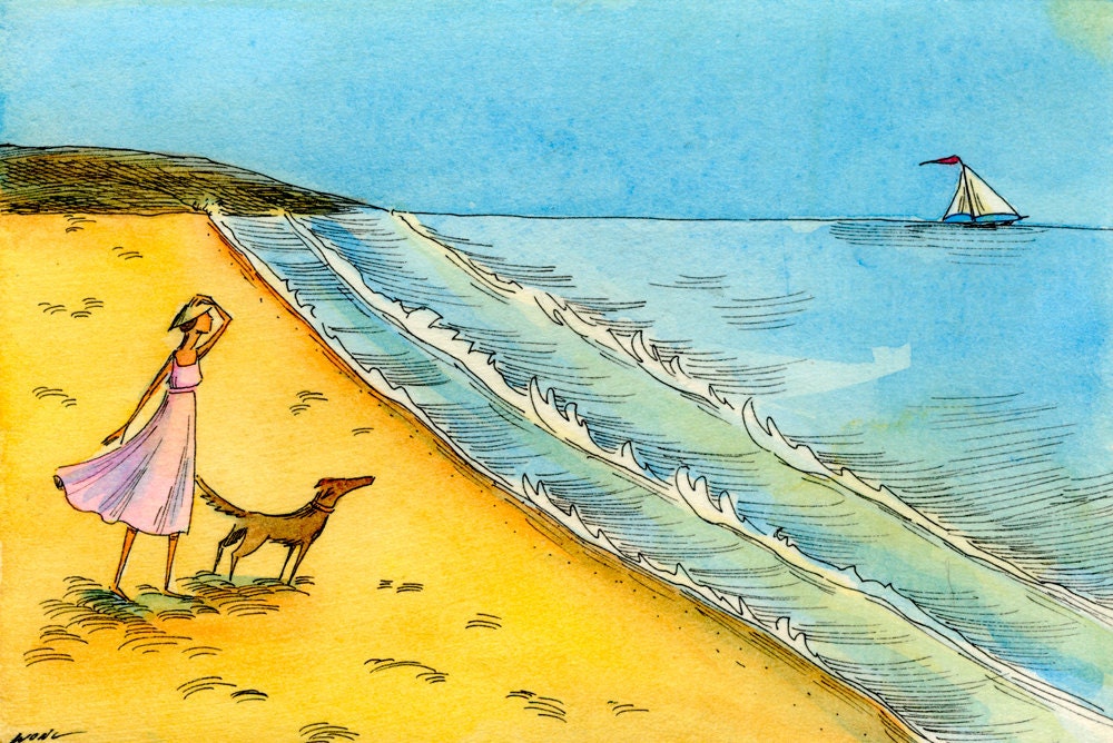 Original 4x6 Painting -- Beach Day