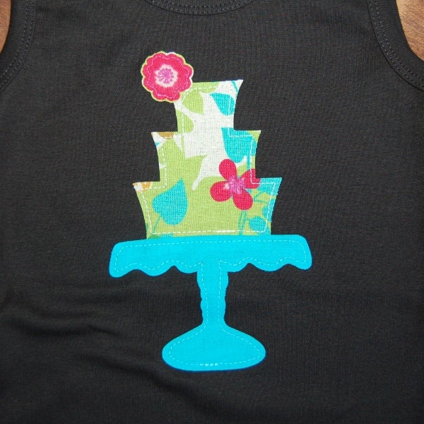 SALE ... Fairy Garden Vintage Cake Stand ... Ready To Ship size 4T black tank top ... girls birthday shirt ... one of a kind Il_570xn