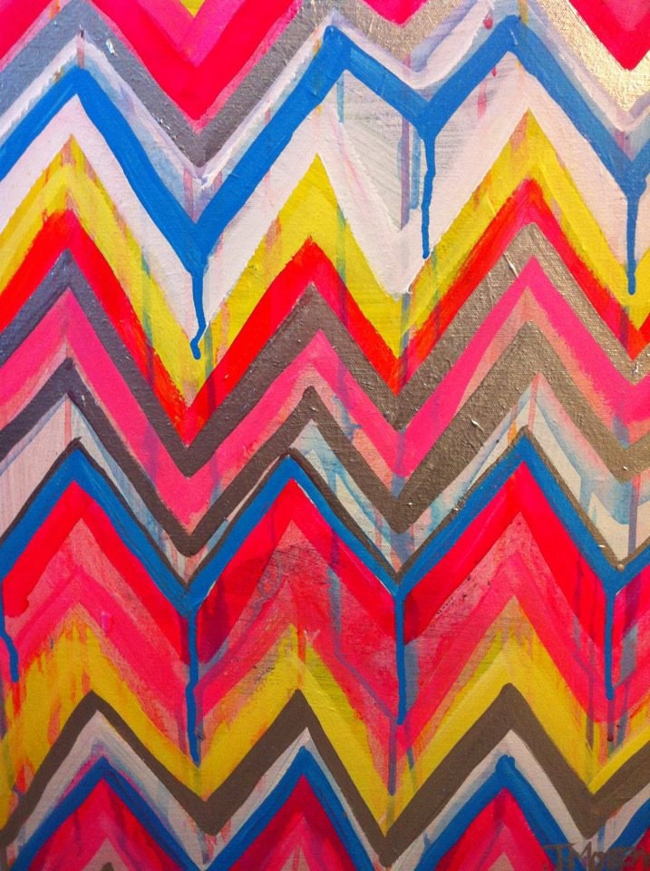 Custom ikat chevron 16x20 Painting by Jennifer Moreman