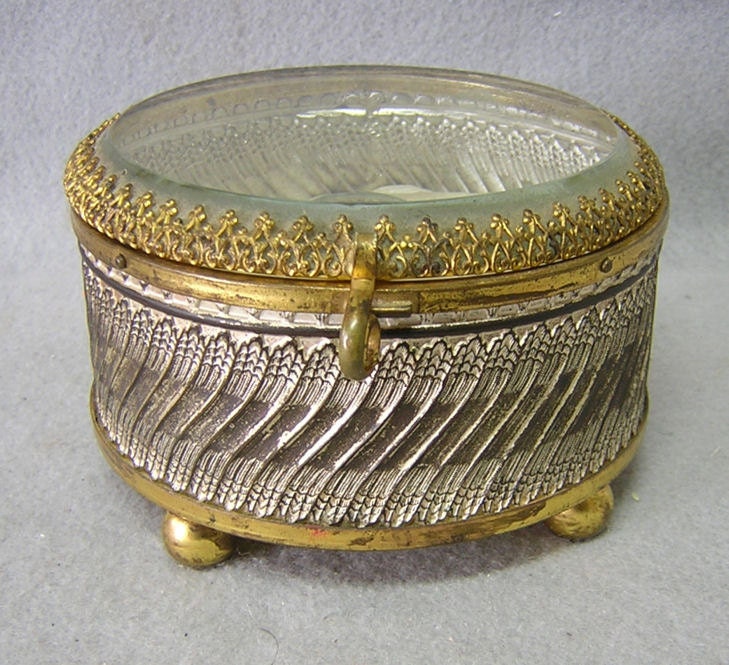 Antique Victorian Jewelry Box with Beveled Glass Lid by Neatcurios