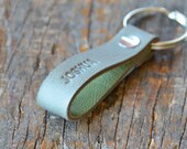 Personalized Warm Grey Leather Keychain (Style 5)