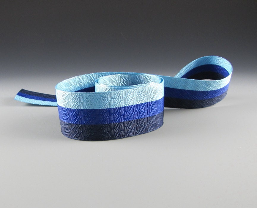 Ombre Stripe Dobby Weave Ribbon 1 1/2" Wide Blues 2 Yard Length