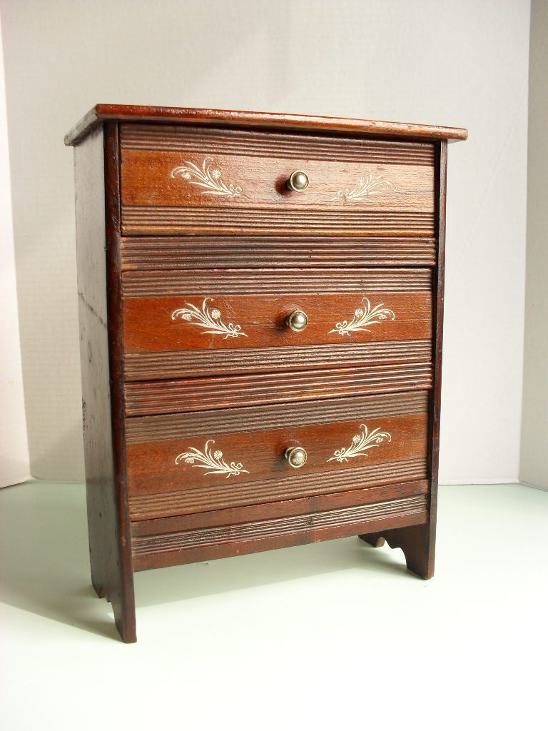 Three Drawer Dresser for Doll or Display - Solid Wood - Twelve Inches Tall