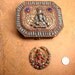 aNtique GOddess Primitive etruscan Turquoise coral Box and brooch