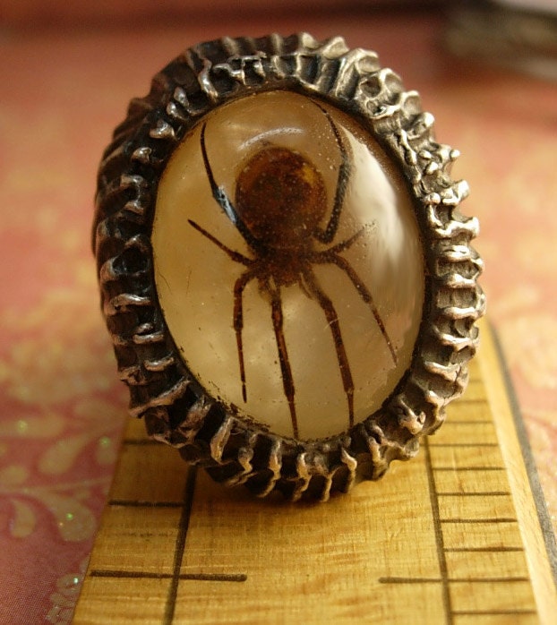 Reserved for JD Vintage sterling REAL spider aesthetic ring Hoo doo voodoo