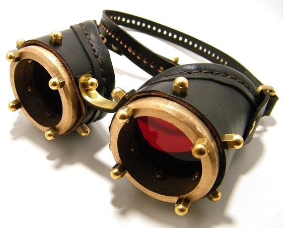 Steampunk solid brass goggles (Anatoray Volunteer's widespread design no.1) BLACK
