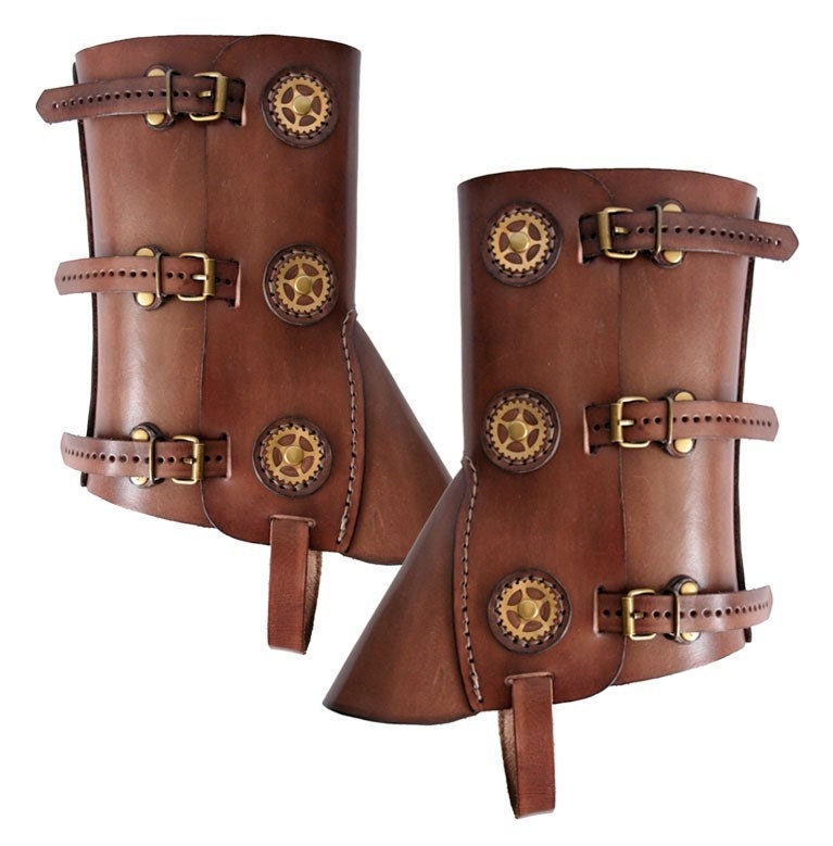 Steampunk leather gaiters Anatoray Volunteer's Design by MannAndCo