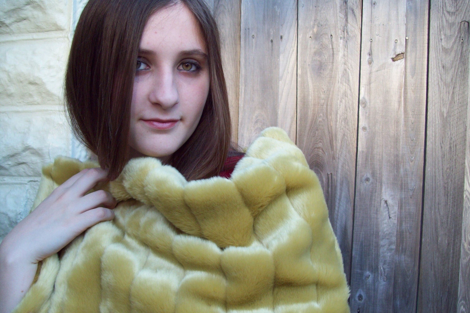 Golden Honey Faux Mink Stole - READY TO SHIP