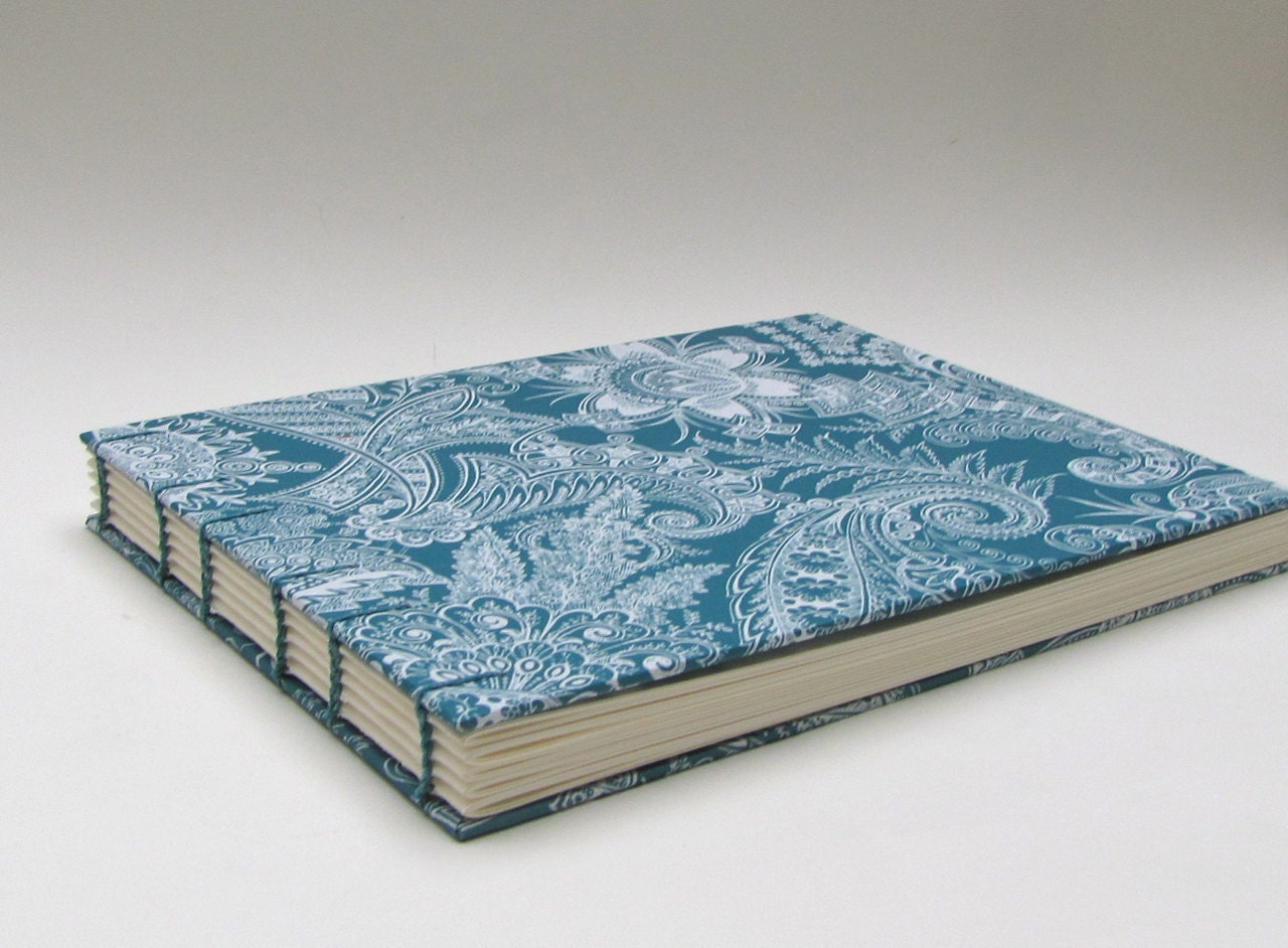 Wedding Guest Book, Large, Bohemian Turquoise, Made To Order