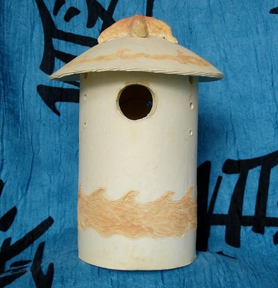 handmade ceramic bird house for small birds by CeramicArts on Etsy
