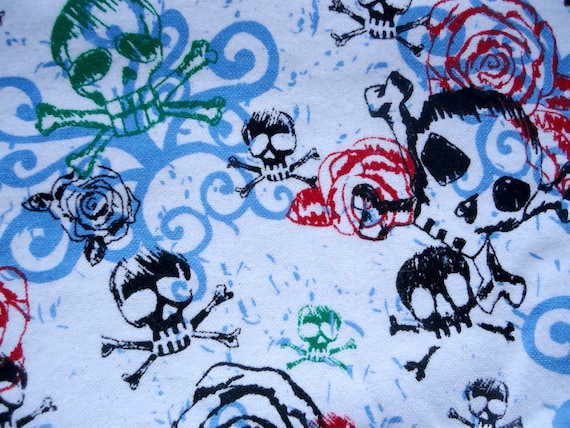 Punk Rock Skull Flannel Cotton Fabric. Yard and by RockItSupplies