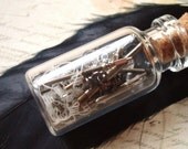 What Once Was -  Bottle Necklace, Vial Necklace, Feather Necklace, Gunmetal Necklace, Steampunk Necklace