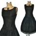 1950s Prom Dress / Black Organza / M-L