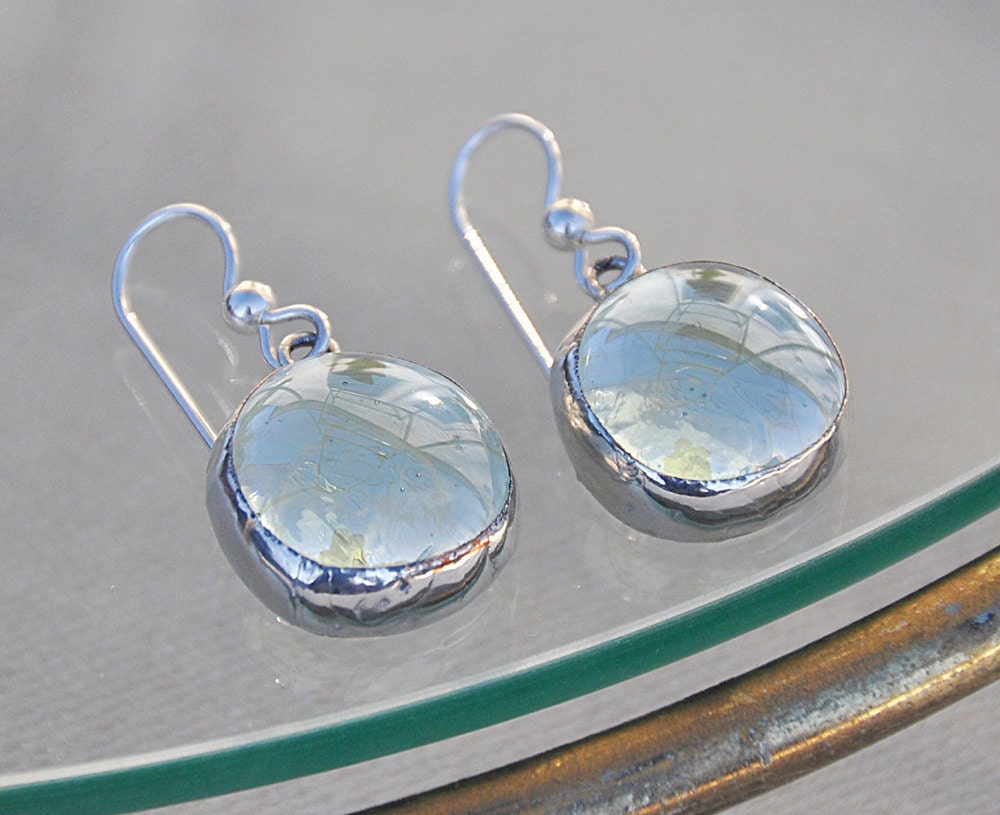 Sea green translucent glass drop earrings Black Friday Cyber Monday sale - lightcurves
