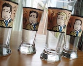 Groomsmen (10 glasses) Custom Hand Painted Wedding Glassware