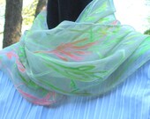 Lime/Pink Bamboo Silk Scarf
