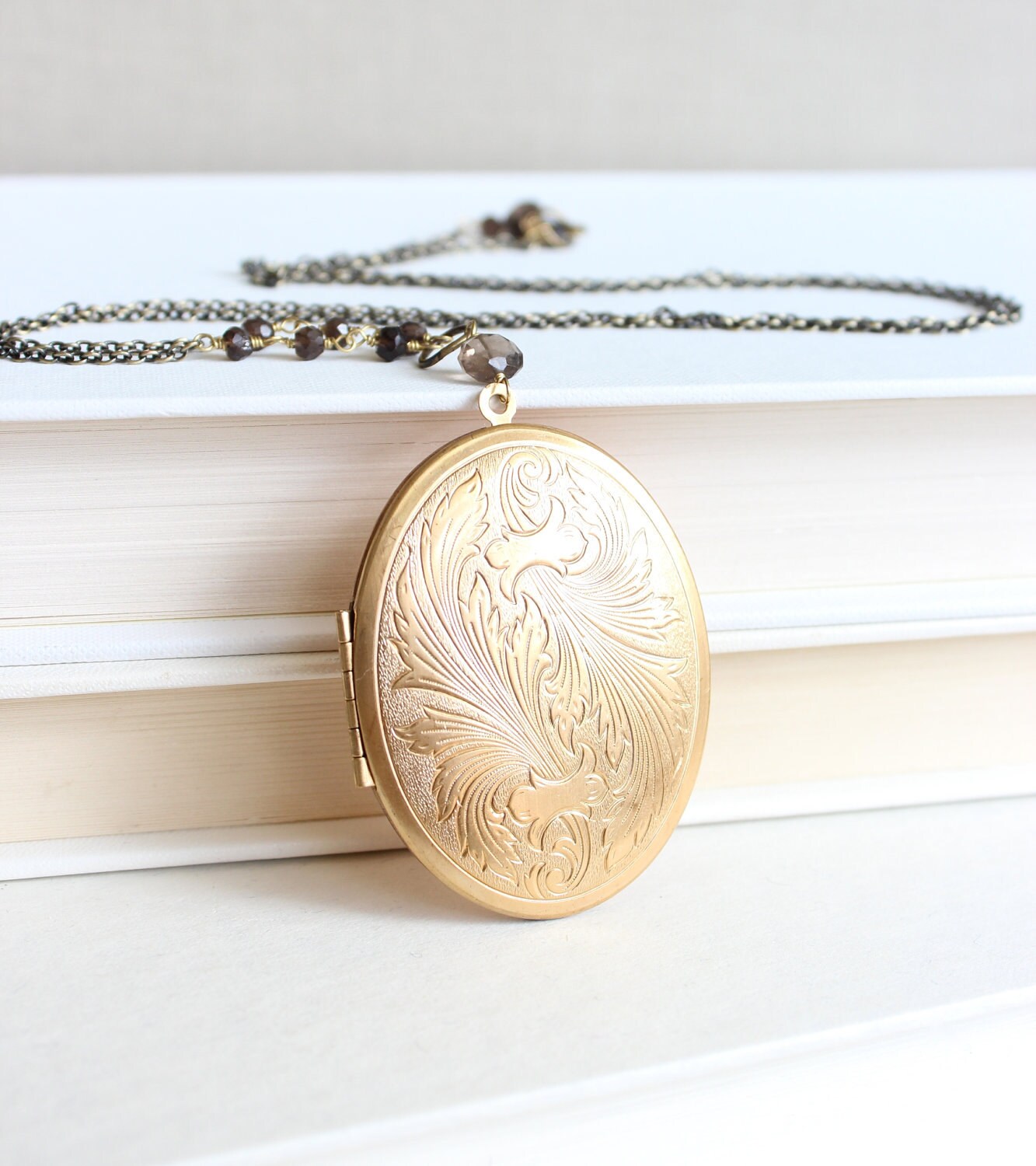Large Gold Locket Oval Vintage Inspired by brookeelissa
