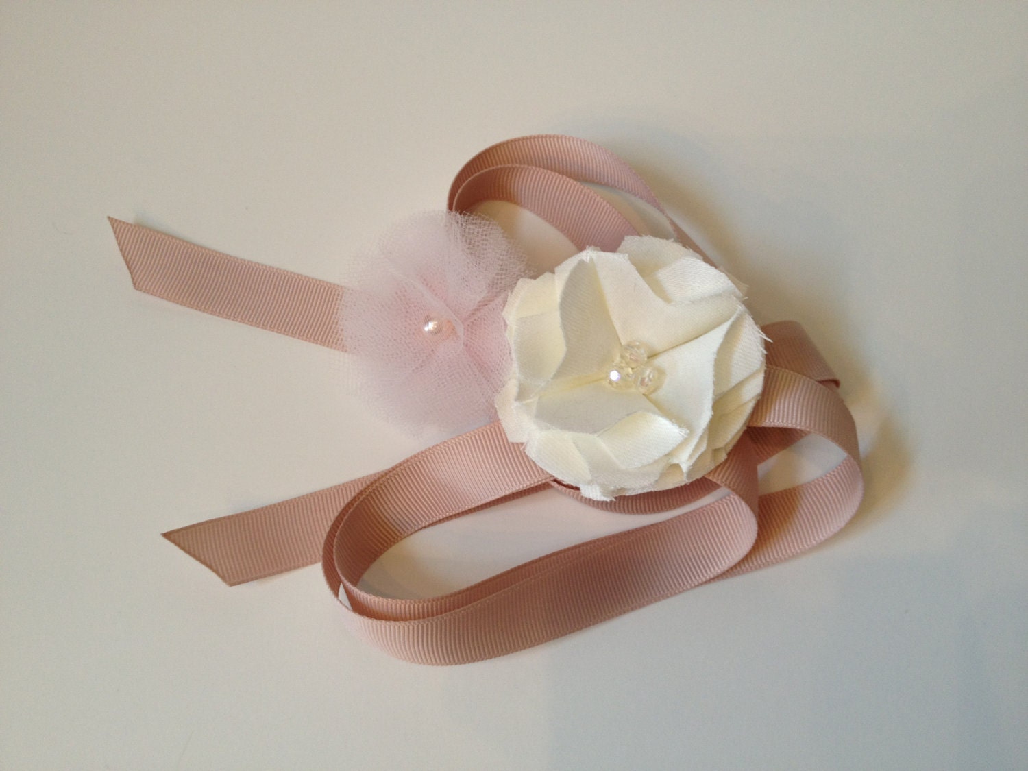 Raspberry Rose Macaron - fabric flower sash or belt