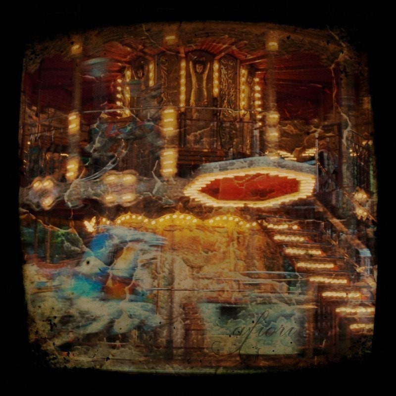 Carousel photo, Paris carousel photograph, carousel art, Fine art photography, Merry-go-round ttv, carnival, Paris, France, dark