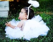 Angel Baby Tutu set with wings and halo... Halloween costume or newborn pictures