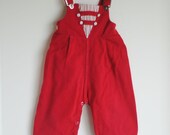Vintage 1950's Baby Boy or Girl Overalls - Red Striped TRIANGLE Bib (12m)