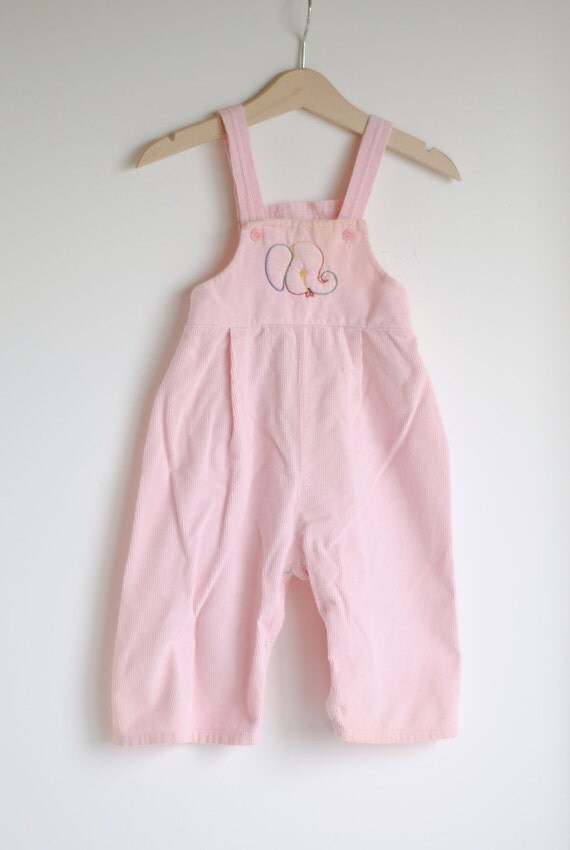 Vintage 1950's Baby Girl Overalls Pink Corduroy by HartandSew