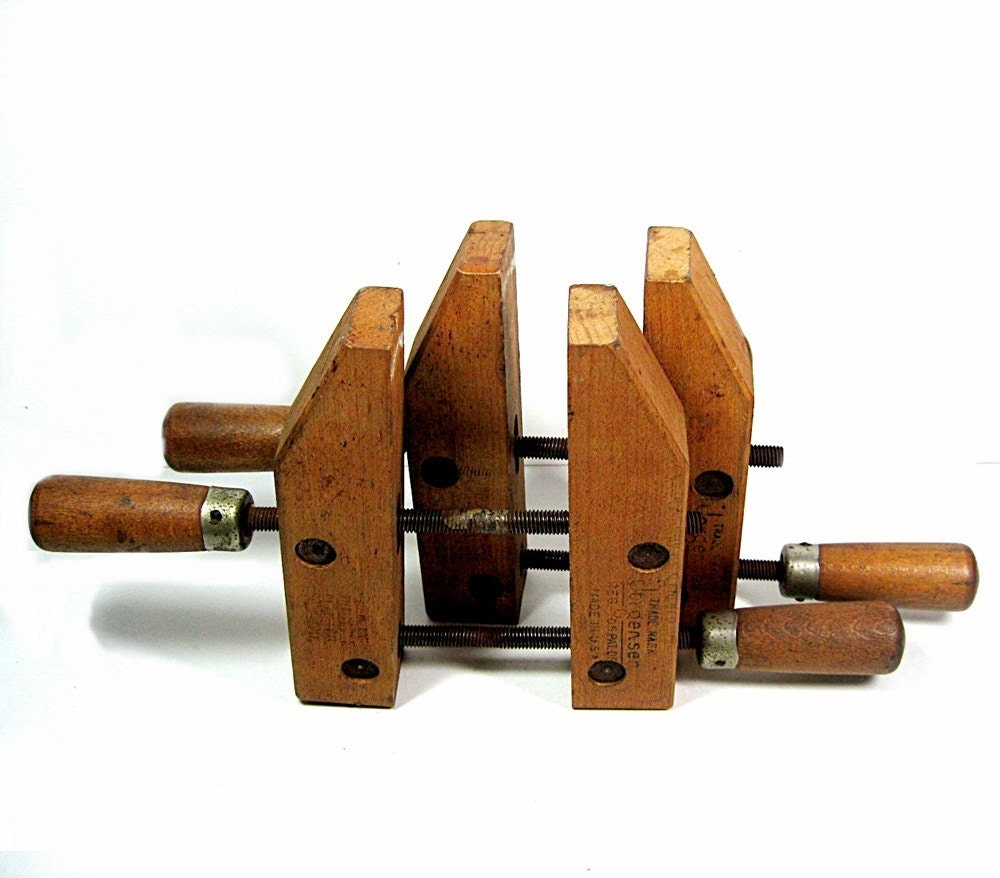 Vintage Wood C Clamps Adjustable Jorgensen 1950s - CoconutRoad
