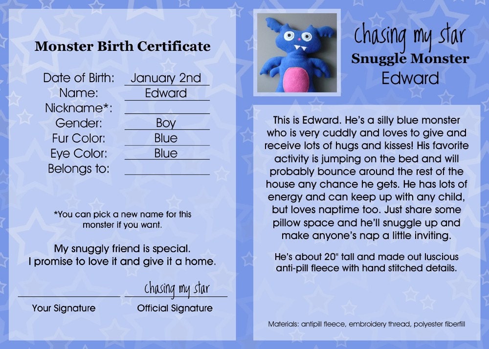 Custom Mega Snuggle Monster (Stuffed Animal)
