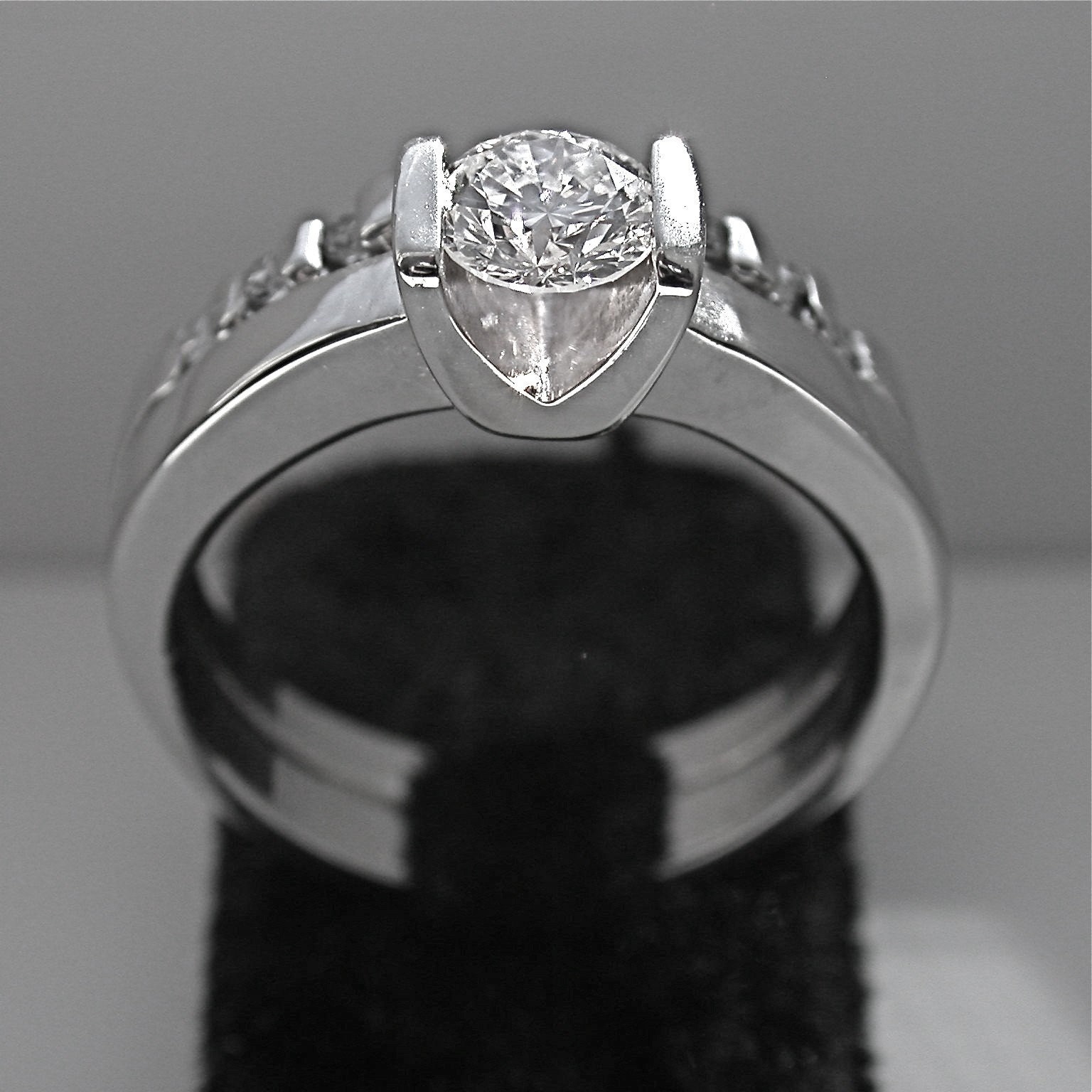 Custom Palladium Tension Set Certified Diamond Wedding Set