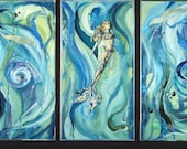 New Waters  3  2'X4' canvas panels original  Triptych on Etsy