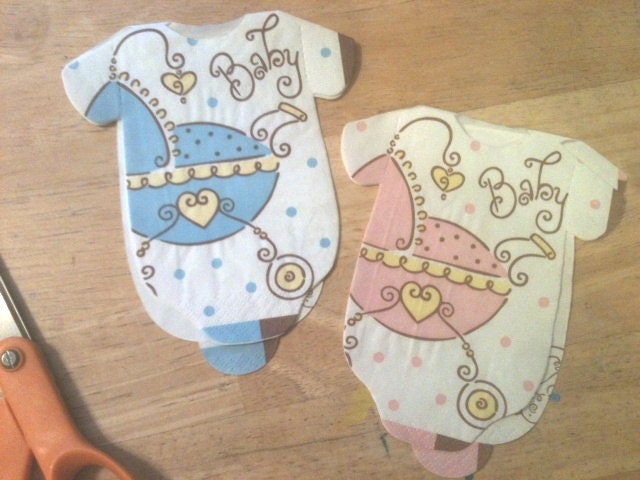Boy or Girl baby shower onesie napkins adorned with strollers in blue or pink Pack of 30 Il_170x135