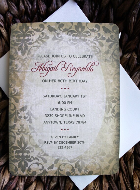 Vintage Birthday, Wedding, Bridal Shower, Anniversary, Save the date, Announcement, Rehearsal Dinner, Dinner, Invitations Il_570xn