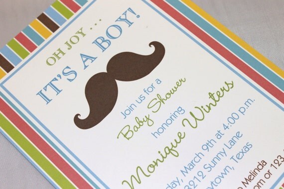 Mustache Bash Custom Baby Shower Invitation Il_570xn