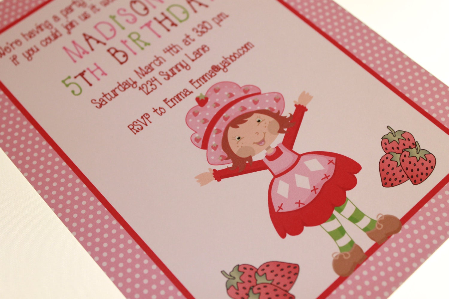 Strawberry Girl Birthday Party Invitations Il_570xn