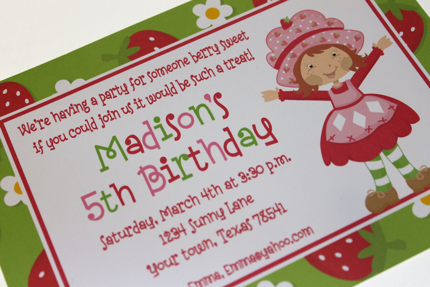 Strawberry Girl Birthday Party Invitations Il_570xn
