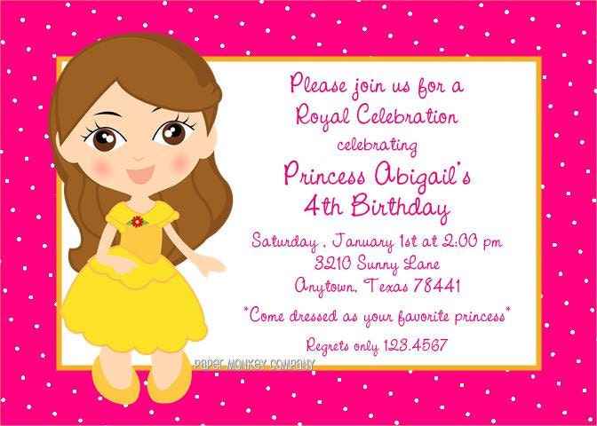 Princess Belle Birthday Invitations Il_570xn