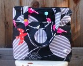 Echino Bird Tree in Black Large Market Tote Bag. . . BadkittyHawaii