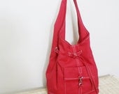 MAY Sale - RED Canvas Women Hobo Bag, Shoulder Bag, Diapers Bag, Travel Bag, Handbag - STARZ