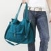 MAY Sale - Dark Teal Canvas Women Double Straps Shoulder Bag, Tote, Crossbody Messenger, Diapers Bag, Laptop, School Bag, Handbag-EZ