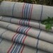 handloomed antique linen roll RED BLUE rural 6y upholstery fabric