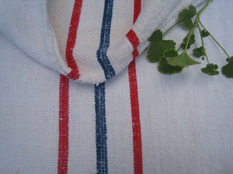 antique elegant grainsack BLUE RED holiday feeling pillow cushion 57.4long
