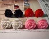 SALE - Black Rose Stud Earrings