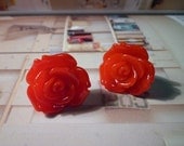 SALE - Red Rose Stud Earrings